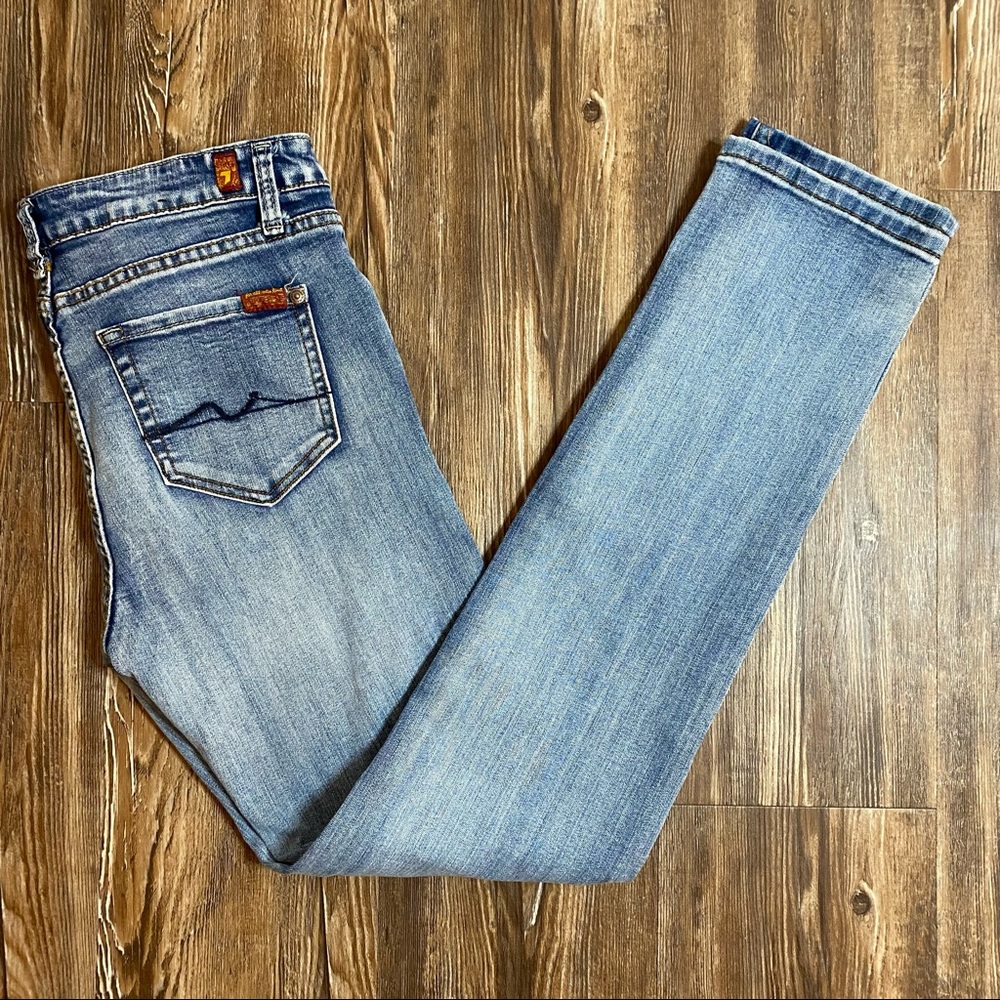 7 For All Mankind Slimmy Stretch Light Wash Denim Jeans Boys Size 16 Fits 28x30